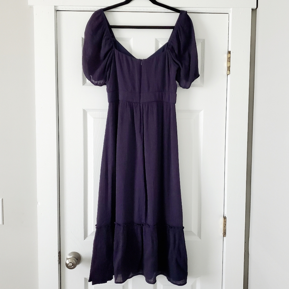 Lulus Simply A Sensation Navy Blue Puff Sleeve Midi Dress - Picture 3 of 12